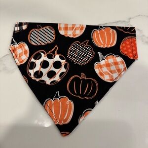2/$15 Handmade Over the Collar Black and Orange Pumpkin Dog Bandana